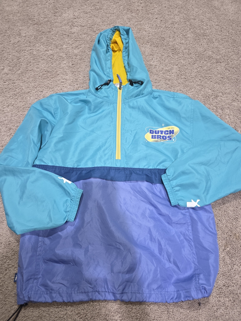 Dutch Bros Teal & Purple Windbreaker Anorak Size Medium - EUC